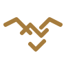 Logo géométrique moderne marron de La Rive Médocaine à Lamarque avec motif en V stylisé